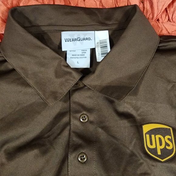 UPS size L United Parcel Service Brown Uniform Short Sleeve polo shirt - Picture 2 of 2